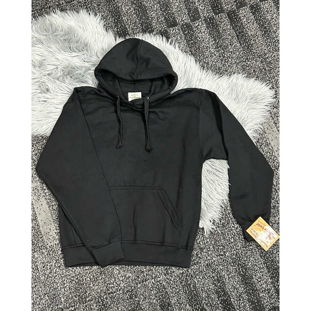 Jon Lauren Men's Size Medium Black Fleece Blank Pullover Hoodie‎ NWT